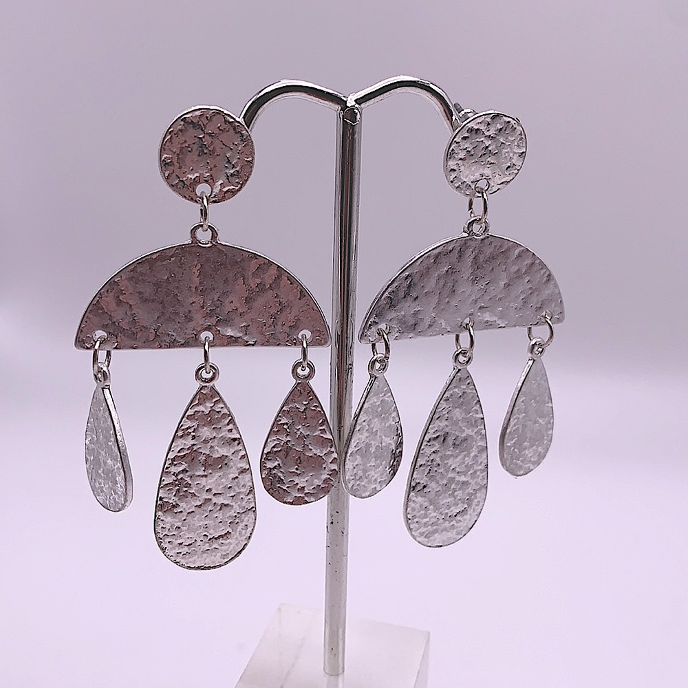Hammered Silver Chandelier Earrings NEW